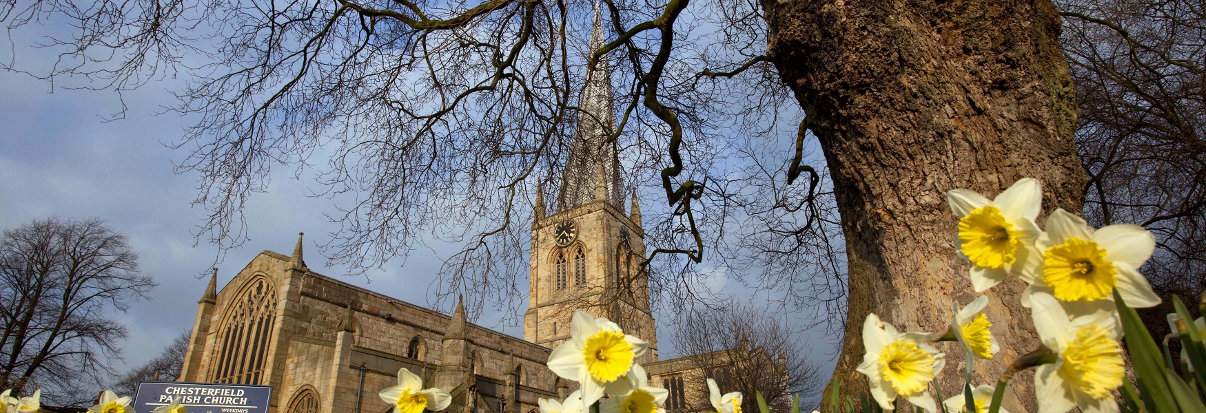 View of Chesterfield's Crooked Spire Church